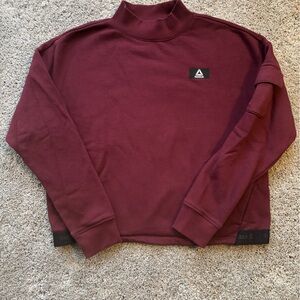 Reebok Burgundy Mockneck Semi Cropped Sweater Womens Size L